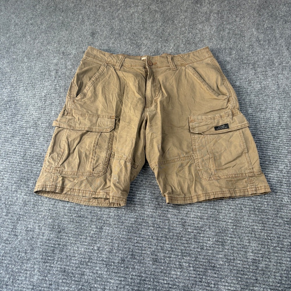 Wrangler Mens Relaxed Fit Cargo Shorts Khaki Brown Stretch 32 x 10 112314953